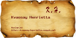 Kvassay Henrietta névjegykártya